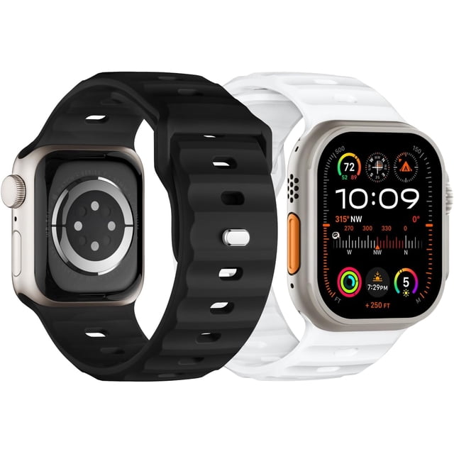 Bandas deportivas compatibles con Apple Watch Ultra 2 Band/Apple Watch Ultra Band 49 mm, 45 mm, 44 mm, 42 mm para hombres, pulseras de silicona suave, correa de repuesto impermeable para iWatch Series