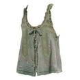 thumbnail image 4 of Green Womens Tops Women Sleeveless Lace Tank Tops Vacation Front Tie Mesh Chiffon Tops Shirts for Women, 4 of 4