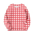 thumbnail image 6 of DxhmoneyHX Crewneck Sweatshirts for Girls Plaid Graphic Oversized Sweatshirt Lightweight Kids Long Sleeve Cute Pullover Tops with Pocket 2-12 Years, 6 of 7
