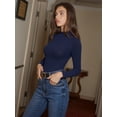 thumbnail image 6 of MOYIKO Mock Turtleneck Thermal Long Sleeve Shirts for Women Undershirts Basic Fitted Tees, 6 of 7
