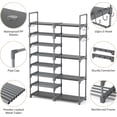 thumbnail image 5 of Shoe Rack Organizer, 8-Tier Metal Shoe Rack for Closet Entryway Garage, 26-32 Pairs Tall Shoe Boot Storage Shelf with 15 Hooks, Stackable Large Shoe Stand, 5 of 8
