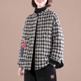 thumbnail image 2 of Chaquetas para mujer, abrigos de béisbol acolchados a cuadros, cárdigans de manga larga de gran tamaño con cuello redondo, abrigos casuales vintage, blusas holgadas para mujer, 2 of 4