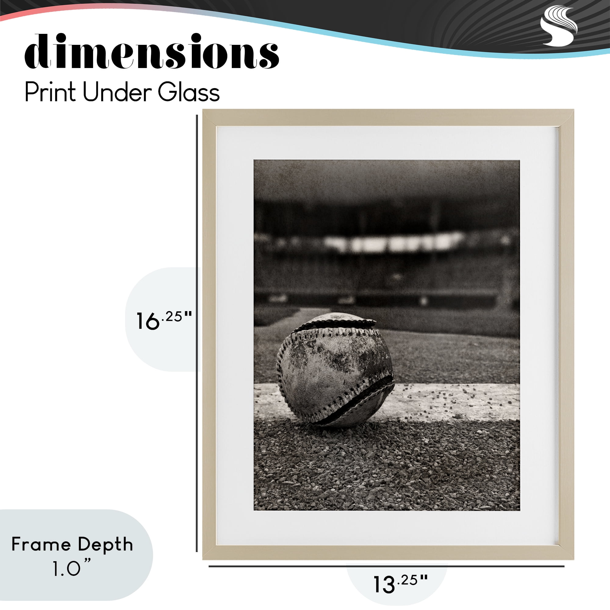 Stupell Industries Vintage Sports Weathered Baseball Birch Framed Print Under Glass, design by Marcus Prime