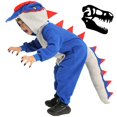 thumbnail image 2 of Coerni Kids Boys & Girls Dinosaur Hooded Jumpsuit Halloween Funny Onesie Costume Cute Animal Romper Triceratops T-Rex Dress Up, 2 of 5
