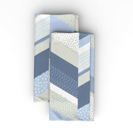 

Cotton Sateen Dinner Napkins (Set of 2) - Chevron Blue Gray Minimal Neutral Tan Print Cloth Dinner Napkins by Spoonflower