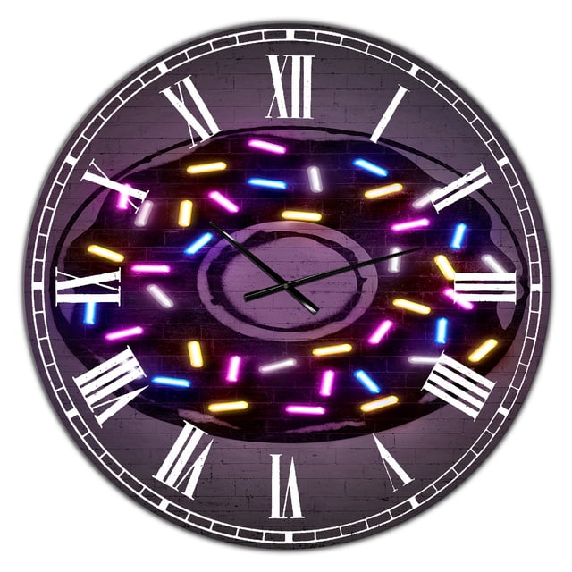 Designart 'Neon Sugar Fantasy Beigne' Grande Horloge Murale Moderne