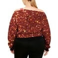 thumbnail image 5 of HAPIMO Off The Shoulder Sweatshirts for Women Sequin Cropped Tops Loose Long Sleeve Sweatshirts Casual Solid Sparkly Blouses Wine XXL, 5 of 8
