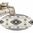 thumbnail image 2 of Round Area Rug 4ft,Classic Aztec Geometric Pattern Washable Carpet Non-Slip Runner Accent Rugs Indoor Floor Mat for Bedroom Living Room Decor,Retro Bohemian Art, 2 of 9