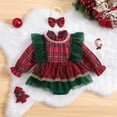 thumbnail image 2 of Gupgi Christmas Baby Girl Plaid Romper Dress Infant Long Sleeve Ruffle Mesh Bodysuits, 2 of 8