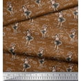 thumbnail image 3 of Soimoi Brown Cotton Voile Fabric Leaves,Women & Lipstick Fashion Decor Fabric Printed Yard 42 Inch Wide, 3 of 3