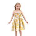 thumbnail image 1 of Robe Bébé Fille Été Imprimé Floral Robe à Bretelles Légère Décontractée avec Attaches Réglables pour Plage Robes Orange 3 Ans-4 Ans, 1 of 4