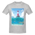 thumbnail image 4 of Bingfone Lighthouse Sea Port Men'S Loose Fit Short-Sleeve Pocket T-Shirt, 4 of 7