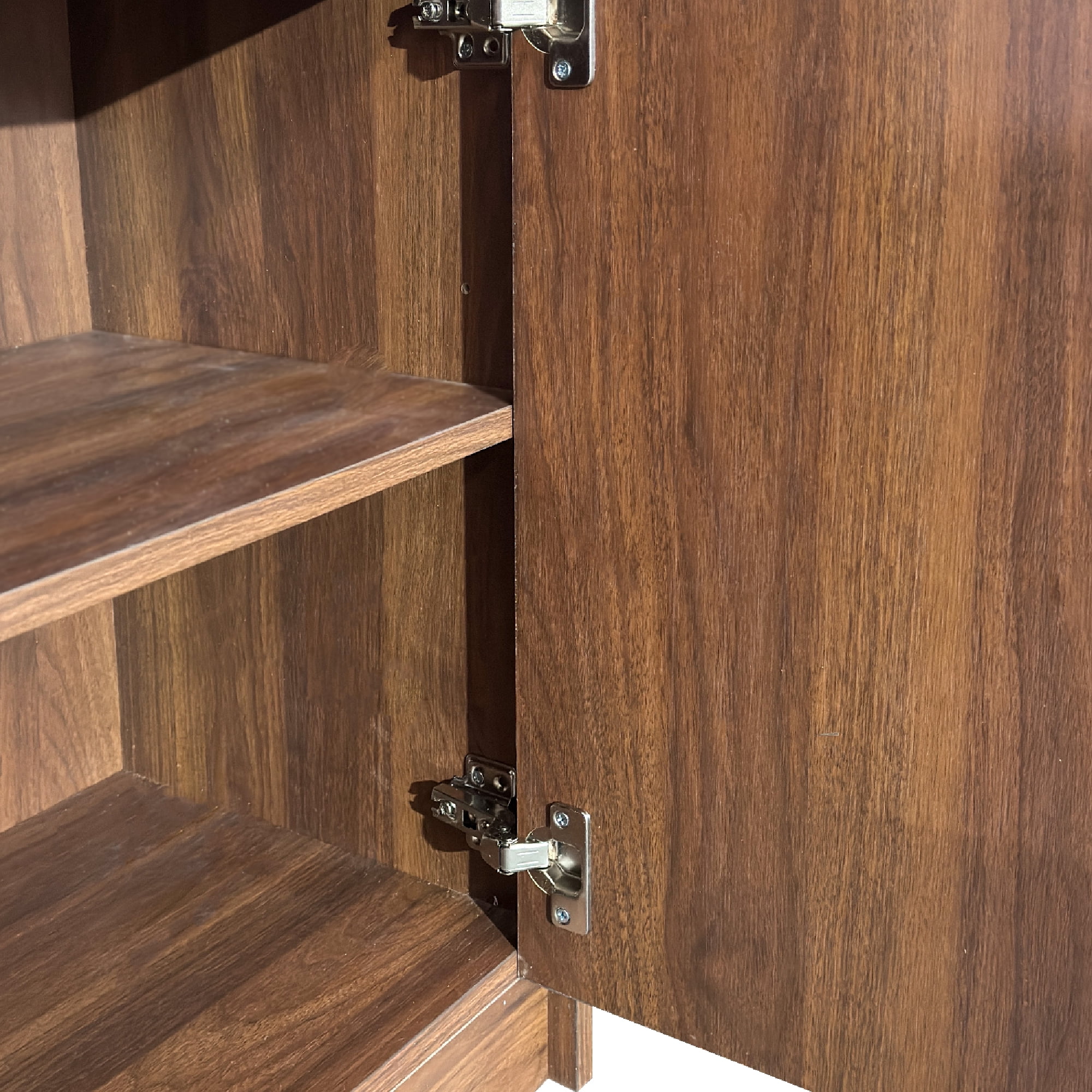 Wine Bar Cabinet Multi-Functional Kitchen Storage Hutch with Drawer Glass Holder, Walnut