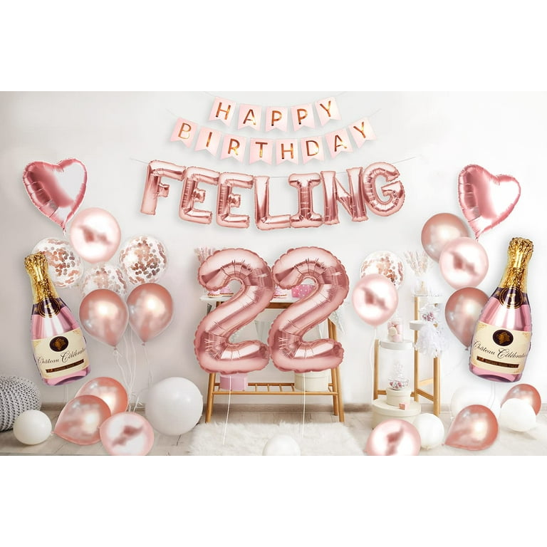 PartyForever Rose Gold Glitter 21st Birthday Banners Set Of 2 - "RIP ID" & "I'm 21" Decorations For Women