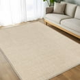 thumbnail image 4 of Cream 5x7 Area Rugs, Farmhouse Burlap Solid Beige Color Modern Linen Texture Non-Skid Rubber Backing Large Rectangle Rugs - Living Room Bedroom Home Office, Indoor Floor Mat Carpets Washable Rug, 4 of 9