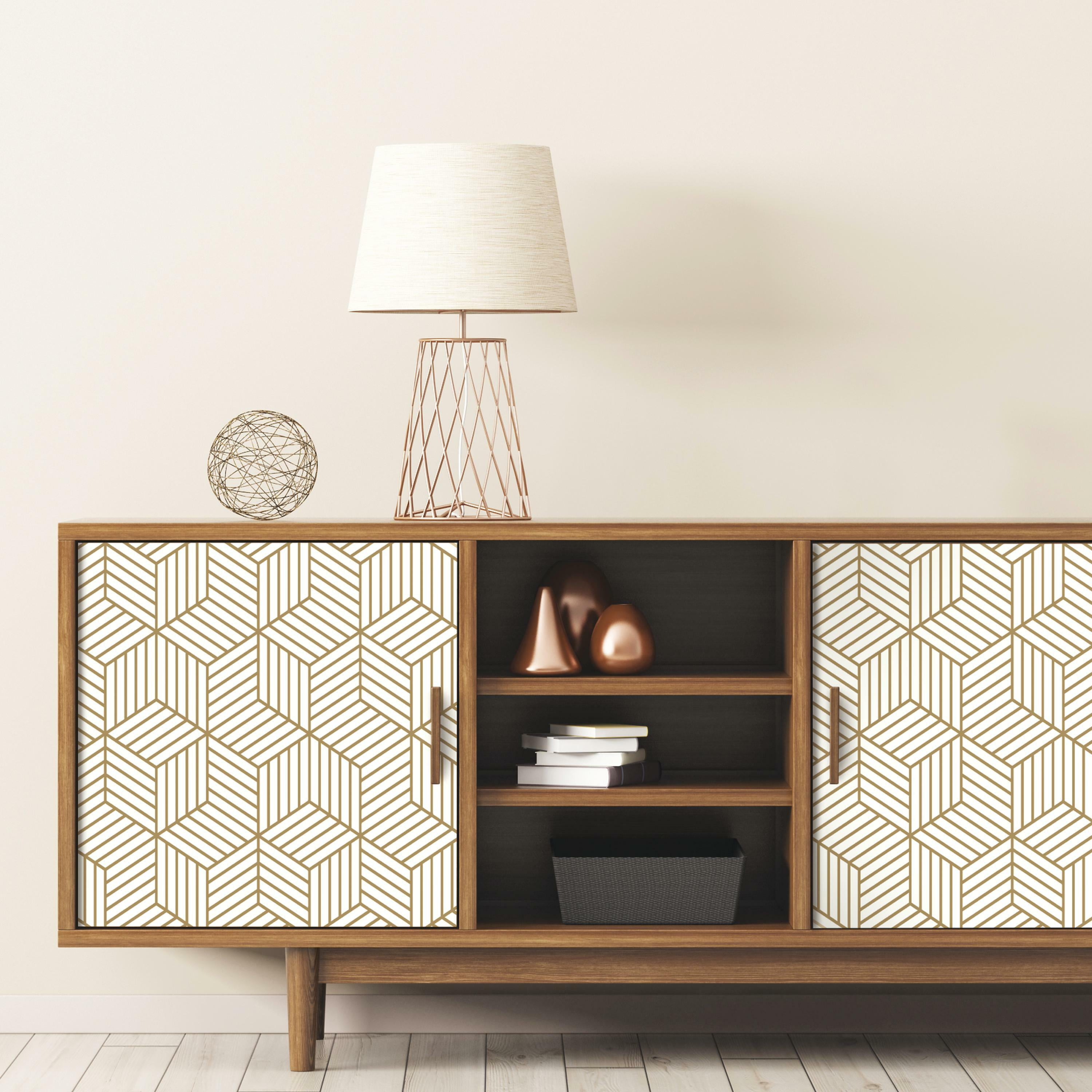 RoomMates Striped Hex Gold Peel and Stick Wallpaper, 1 Count