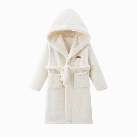Linfrsh Boys Girls Kids Soft Flannel Bathrobe,Thickened Warm Hooded Sleep Robe with Waist Tie,Plush Cozy Loungewear for Fall Winter for 2T 3T 4T 5T 6T 7T Toddler Pajamas,Size 2-4 Years