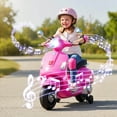 thumbnail image 2 of Costway Licensed VESPA 12V Kids Electric Motorcycle with Music Horn Story Training Wheels Pink, 2 of 10