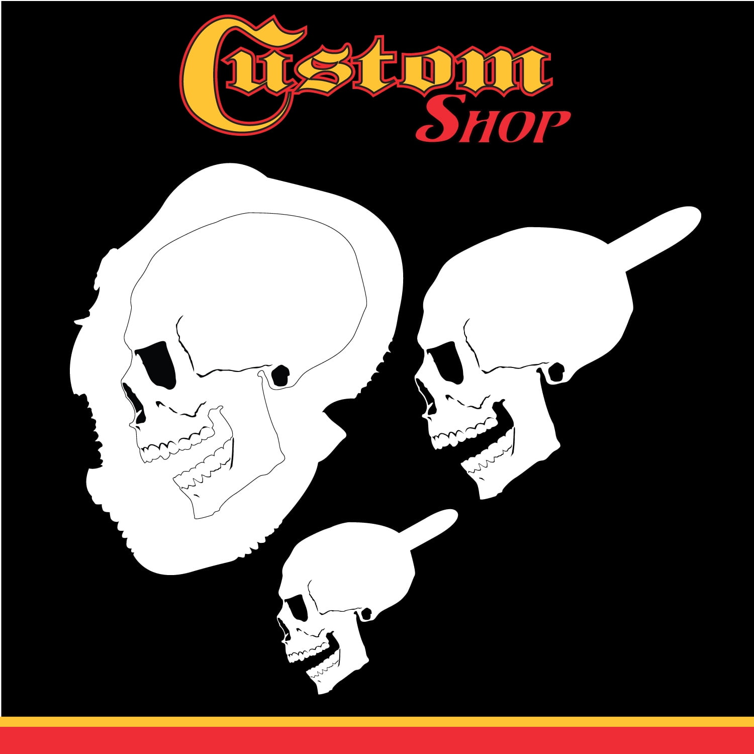 Custom Shop Airbrush Pile of Skulls Stencil Set Auto Motorcycle Graphic Art 3 Pack of Same Skull Design - Laser Cut Reusable Templates 