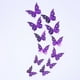 thumbnail image 1 of Pegatinas de pared de mariposas huecas en 3D, de imitación de metal morado brillante, para decoración de pared de sala de estar, 1 of 5