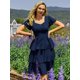 thumbnail image 3 of Vestido Belle Poque vintage con capas en forma de A Swing, azul marino, 3 of 6