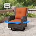 thumbnail image 5 of MeetLeisure 2 Piece Wicker Patio Furniture Set, Swivel Rocker Chair with Side Table, High Back, Deep Seating, Wide Armrest, Thick Cushions for Deck Porch, Orange, 5 of 10