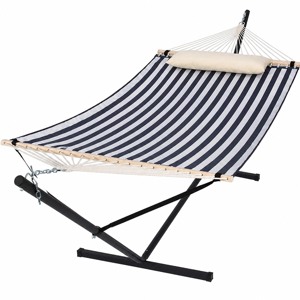 Double Hammock with Stand Included Outdoor Portable Hammock with Stand Blue