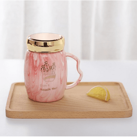

Livesture Marbling Mug Four Design Ceramic Cup With A Lid Cold Heat Office Home Milk Glass Drinkware Personality Creative Handle Pink Random pattern 401 500ml