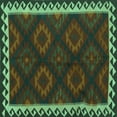 thumbnail image 1 of Ahgly Company Indoor Square Oriental Turquoise Blue Traditional Area Rugs, 5' Square, 1 of 4