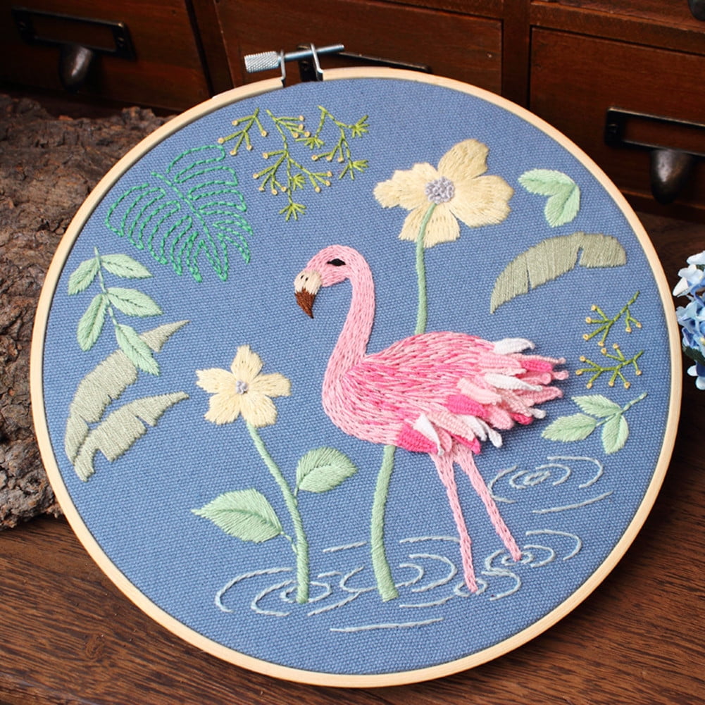 Stamped embroidery starter kit with flamingo nwcvq embroidery cloth Stamped embroidery starter kit with flamingo nwcvq embroidery cloth