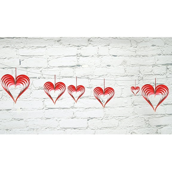HOOWIFFY 4Pcs Heart Shaped Hanging Decoration 3D Design for Valentine Day Indoor Decor