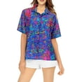 thumbnail image 6 of HAPPY BAY Button Down Shirt for Women Floral Summer Beach Party Blouses Shirt Tropical Blouse Short Sleeve Shirts Hawaiian Dresses for Women XXL Neon Lights, Multicoloured, 6 of 6