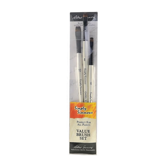 Robert Simmons Simply Simmons Value Brush Sets Chisel Edge Set Set Of 3 78233