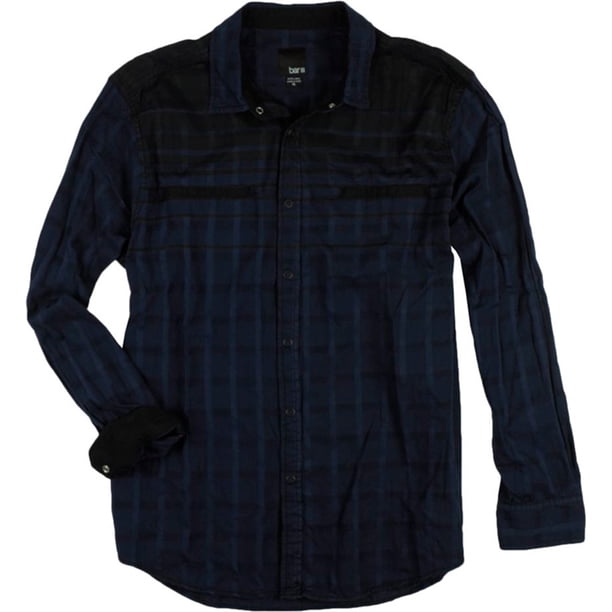 Bar III London - Camisa con botones para hombre, color azul, grande bar III Botones al frente
