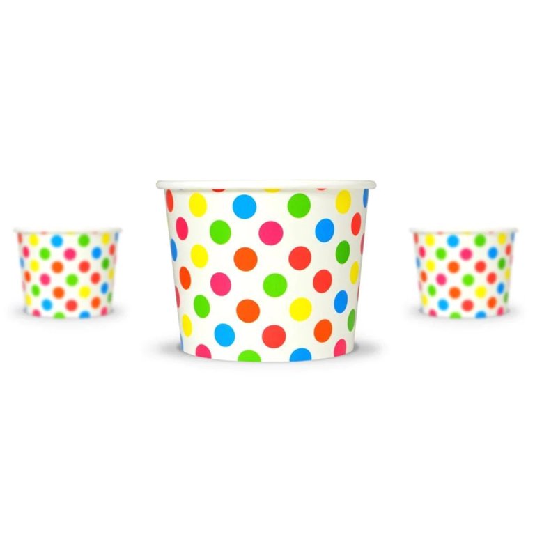 UNIQIFY 12 oz Red Polka-Dotted Ice Cream Cups