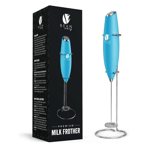 Dispositivo eléctrico portátil Milk Frother Bean Envy con soporte, color azul