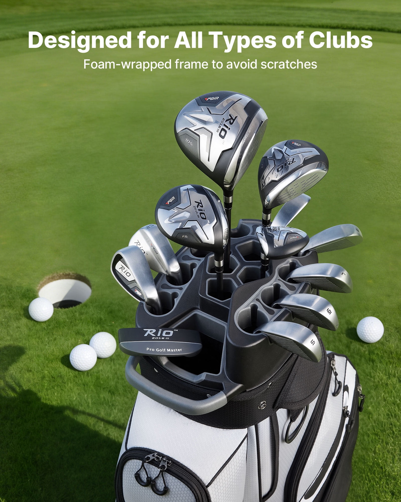 VEVOR Golf Cart Bag, 14 Way Top Divider Organizer, Golf Club Bag with Full-length Divider, Handles, Storage Pockets, Shoulder Strap, Rain Hood, Smooth Zippers, Lightweight Polyester for Men & Women