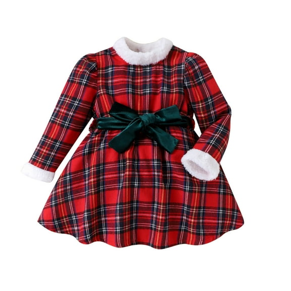 Ketyyh-chn99 Girls Fall Outfits Christmas Girls Clothes 2024 Toddler Girls Knit Autumn Solid Long Sleeve Princess Dress Red,110