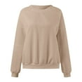 thumbnail image 5 of kamemir Hoodies for Women Crewneck Sweatshirts for Women Cable Knit Sleeve Lightweight Fall and Winter Tops 2025(Beige,S), 5 of 6