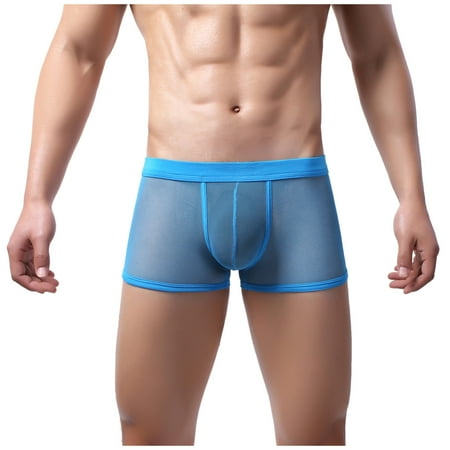 

Dadaria Mens Underwear Men Underwear Breathable Mesh Underwear Middle Waist Men Leisure Sports Blue XL Men