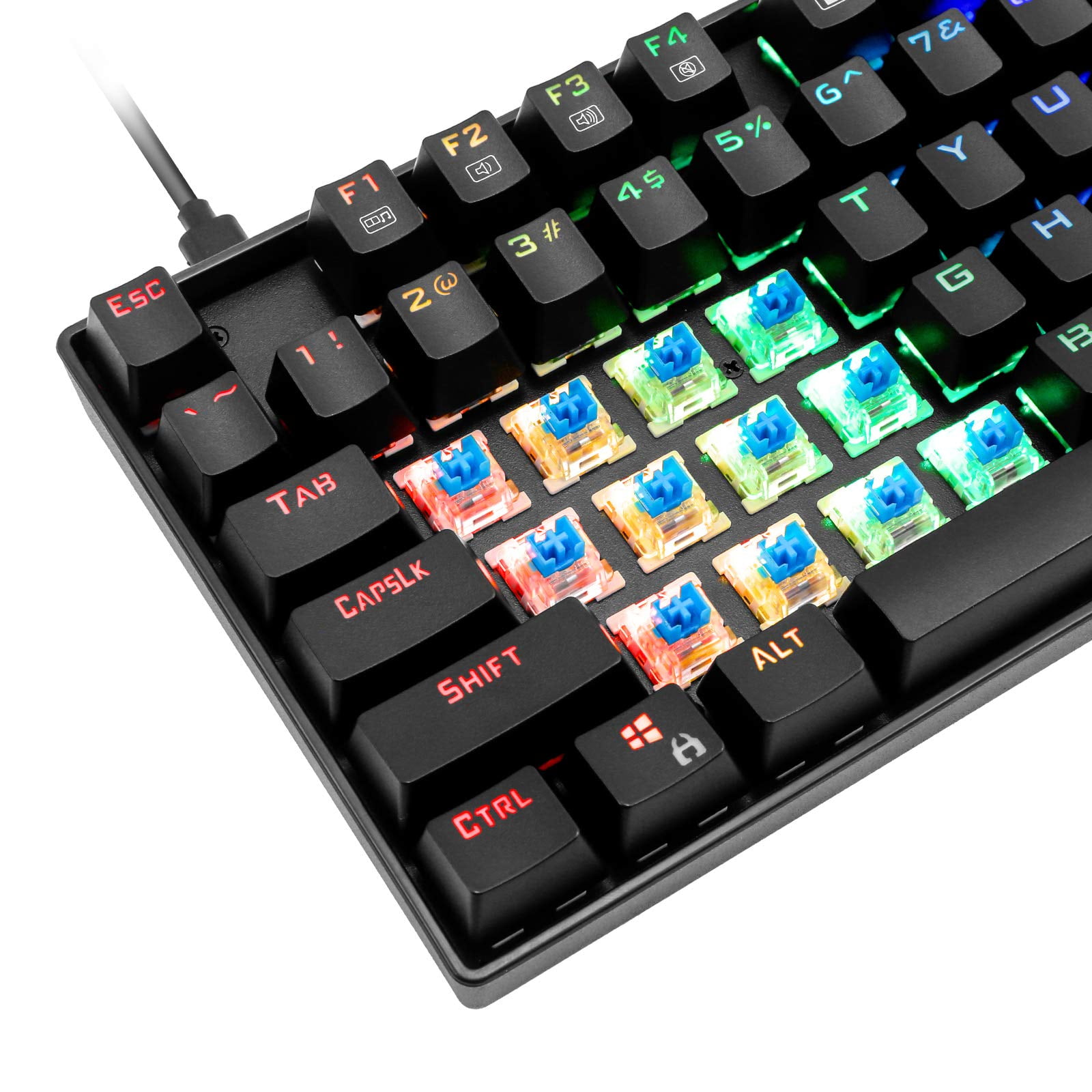 E-YOOSO 60% Z-88 PRO RGB Mechanical Gaming Keyboard, Blue Switch, Portable Office Keyboard, Compact 81 Keys Anti-Ghosting for Mac, PC,Gamer-Black
