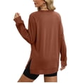 thumbnail image 5 of Women's Sweatshirt Hoodies Long Sleeve Tunic Tops Crew Neck Soft Pullover With Side Zipper Shirt Clothes Pullover Sweatshirts, 5 of 5
