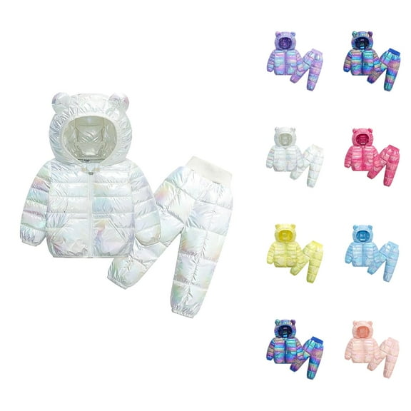 Outfits for Girls Girls Clothing Set Toddler Girls Boys Winter Long Sleeve Colorful Hoodie Coat Pants 2PCS Outfits Warm Clothes Set