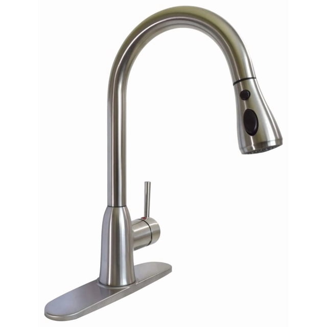 Phoenix Faucet PF231466 Used For Kitchen; 8 Inch Deck Mount; Hi-Arc Spout With Power Boost Pull Down Sprayer; Single Lever Handle; Brushed Nickel; 1 Hole/3 Hole Application; Ceramic Disc Valve
