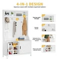 thumbnail image 2 of DWVO Hall Tree with Storage Bench, 3-in-1 White Entryway Coat Rack with 14 Hooks, Coat Hanger, Shoe Cabinet for Hallway, Living Room, 2 of 8