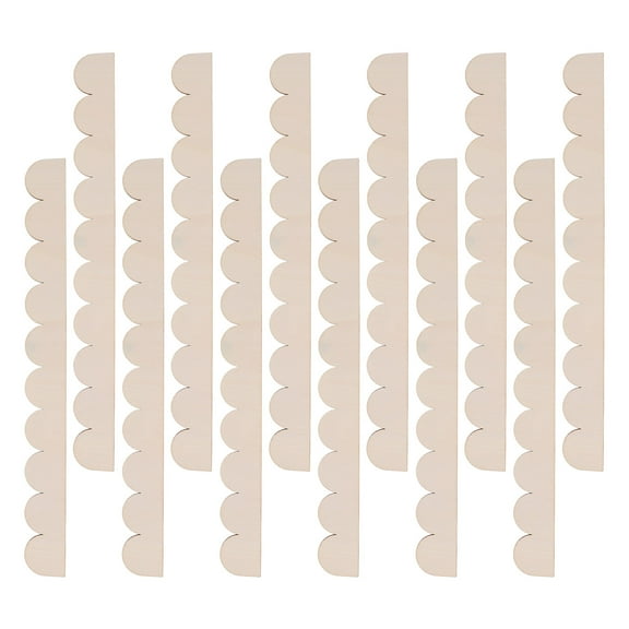 HONMEET 12PCS Scalloped Wood Border Trim for DIY Crafts Home Décor Bedroom Beige