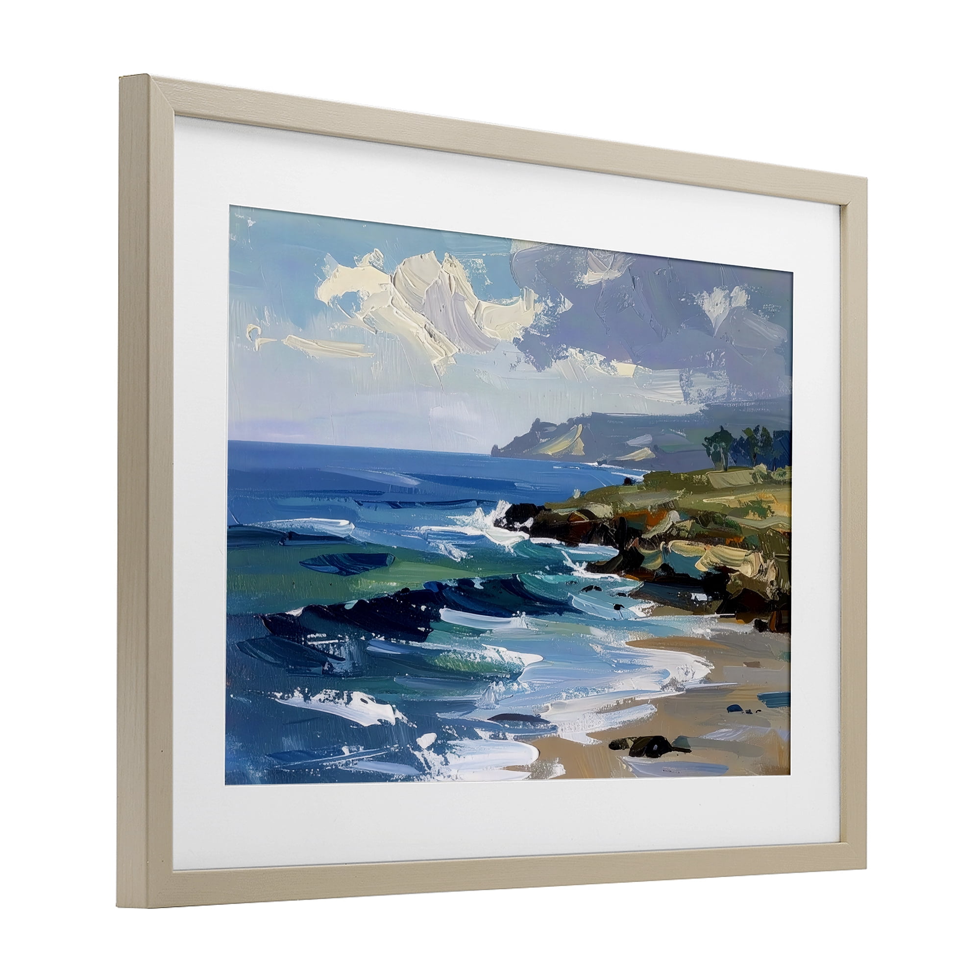 Stupell Industries Sky To Sea Impression Birch Framed Print Under Glass, design by Alonza Saunders