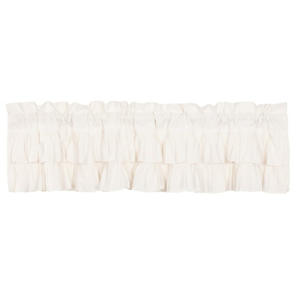 VHC Brands Simple Life 16 x 72 In Ruffled Valance Accent Curtain, White