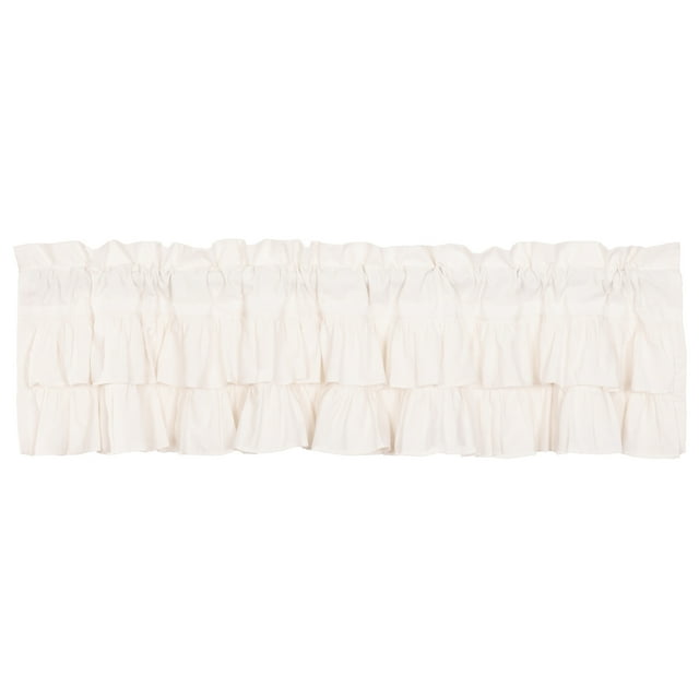 VHC Brands Simple Life 16 x 72 In Ruffled Valance Accent Curtain, White