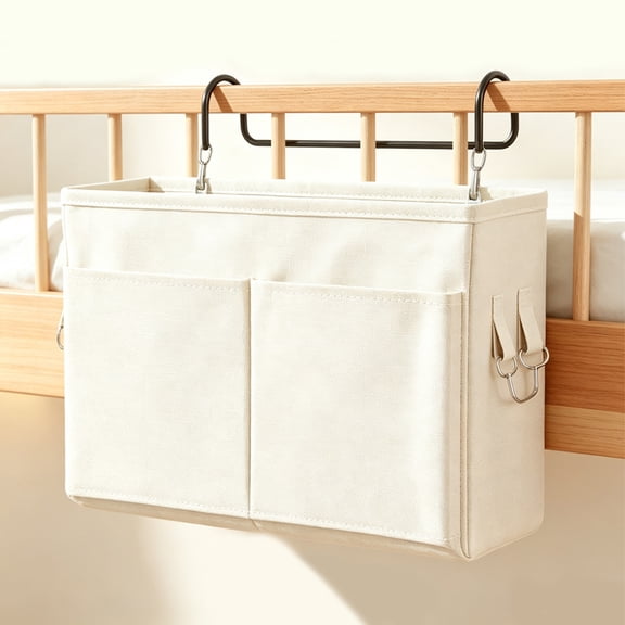 Bedside Storage Caddy – Wall-Mounted Organizer Rack for Bedroom, White, Multi-Purpose Holder for Essentials, Home Use